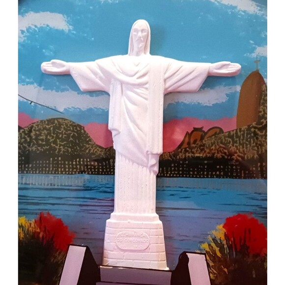 VTG Reverse Hand Painted Jesus Religious Convex Bubble Glass Art Wall Hanging - Picture 4 of 6